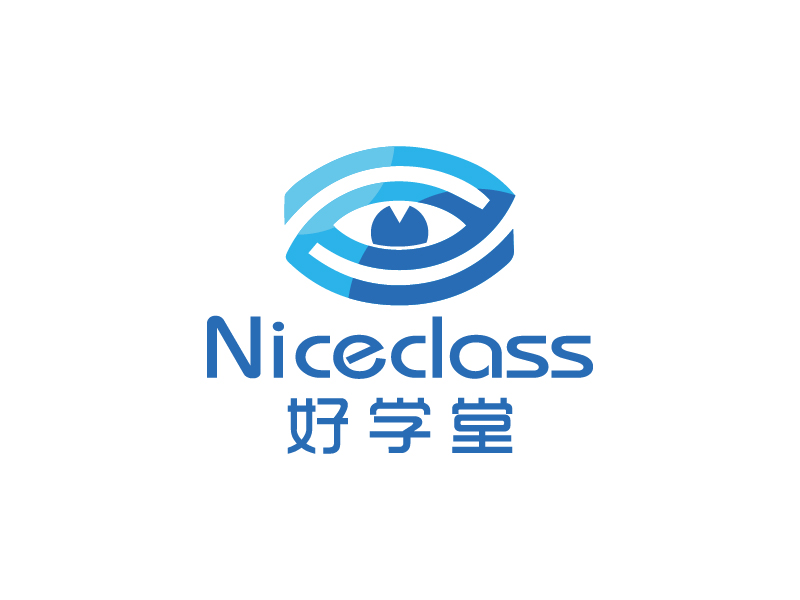 楊忠的英文名字是“Niceclass ”，中文名字是“好學堂”logo設(shè)計